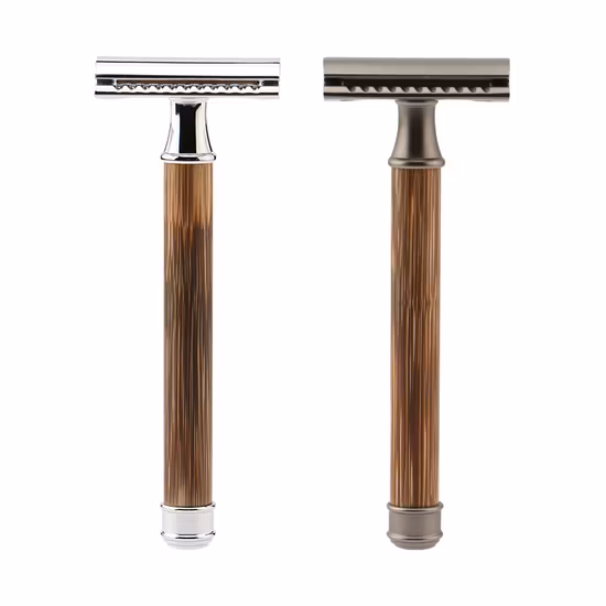 D670 Rts Natural Bamboo Handle Women&prime; S Shaving Classic Straight Cut 3 Piece Safety Razor