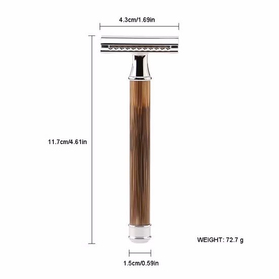 D670 Rts Natural Bamboo Handle Women&prime; S Shaving Classic Straight Cut 3 Piece Safety Razor