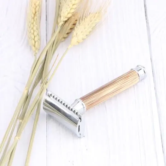 D670 Rts Natural Bamboo Handle Women&prime; S Shaving Classic Straight Cut 3 Piece Safety Razor