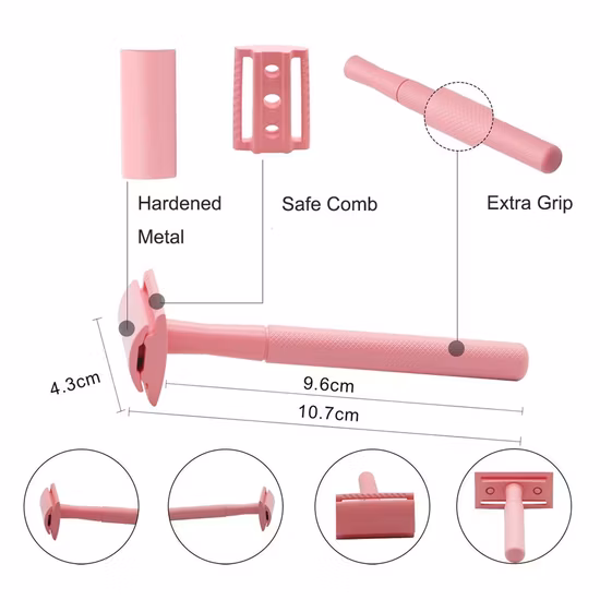 Maquinilla de afeitar de seguridad reutilizable de metal de varios colores para mujeres y hombres