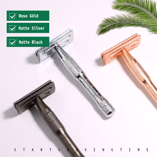 D665 Eco Friendly Men' S afeitado húmedo maquinilla de afeitar de seguridad de doble filo de metal dorado
